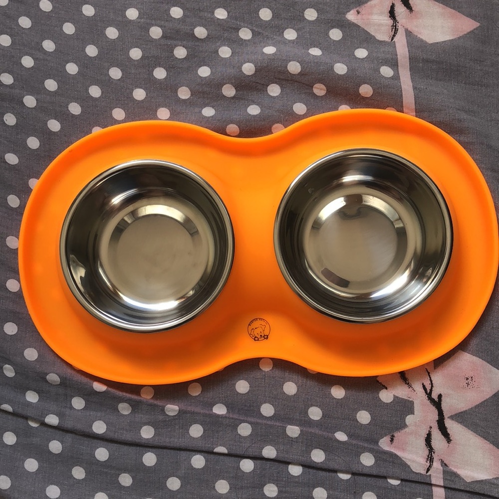Banter pet Double Dog Bowls with Bone Shaped Mat Diner Set
